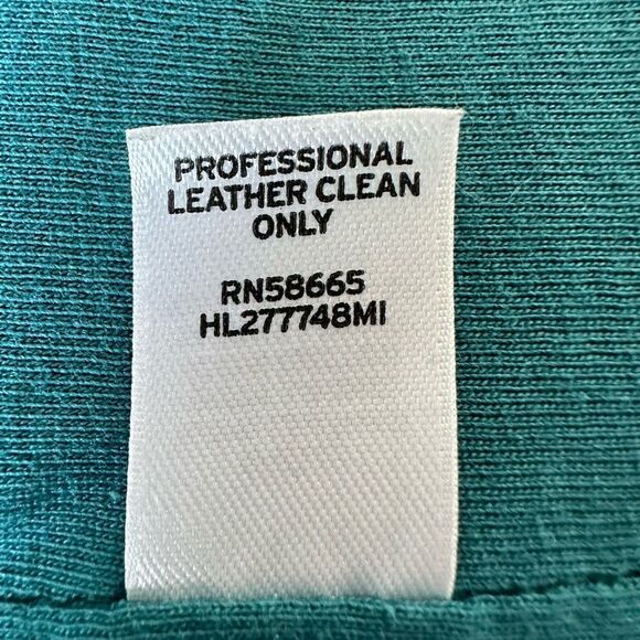 HINGE Women's Scalloped Zipper Front Soft Leather Jacket Teal Size Medium - Picture 13 of 14